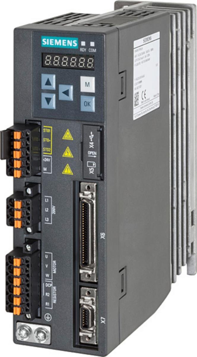 Siemens SINAMICS V90 Servo Drive 0.4 kW 200 V PTI (Pulse/USS/Modbus) – 6SL3210-5FB10-4UA1