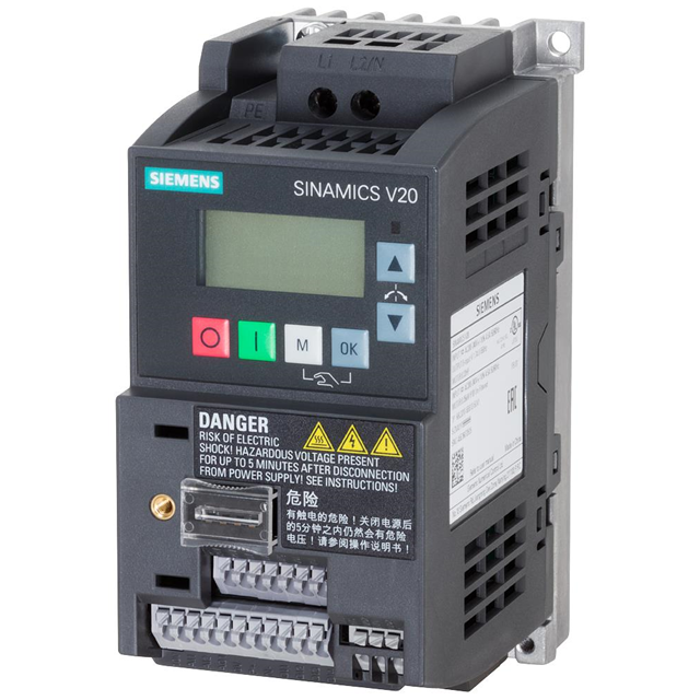Siemens SINAMICS V20 0.12 kW 1-Phase 200–240V VFD with Integrated C1 Filter – 6SL3210-5BB11-2BV1